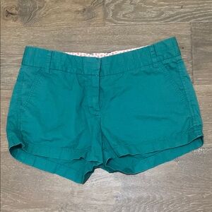NWOT J. Crew Chino Broken-In Cotton Turquoise Green Shorts Pockets Summer 8 M